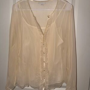 100% SILK Charter Club Cream Sheer Blouse